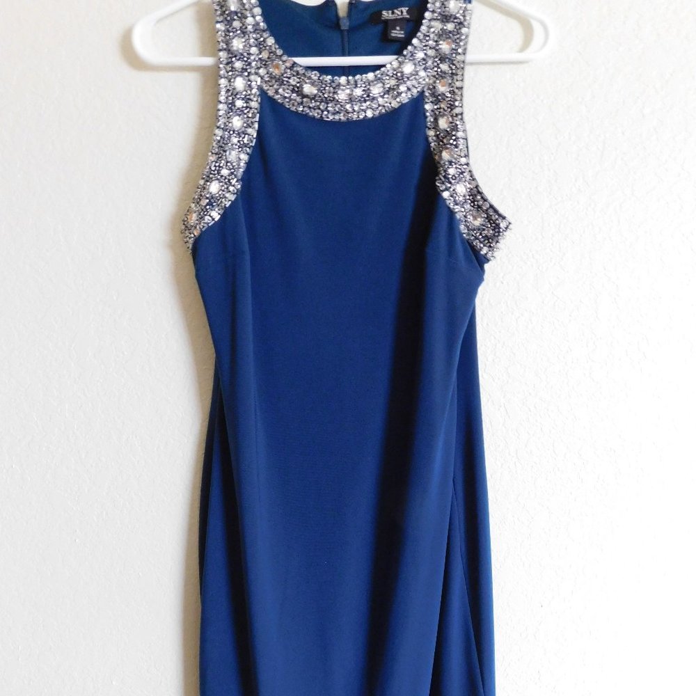 SLNY Midnight Blue Cocktail Dress
